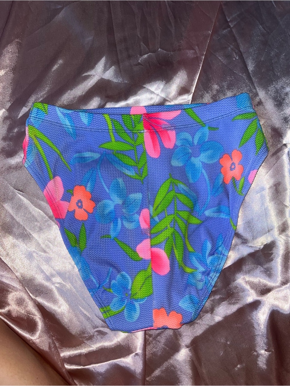 Floral High-Waist Bikini Bottom in Blue and Pink - Picture 5 of 5